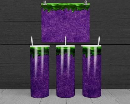 Purple Glitter Green Drip Tumbler Design, 20 oz Skinny Tumbler Wrap (Digital Download)