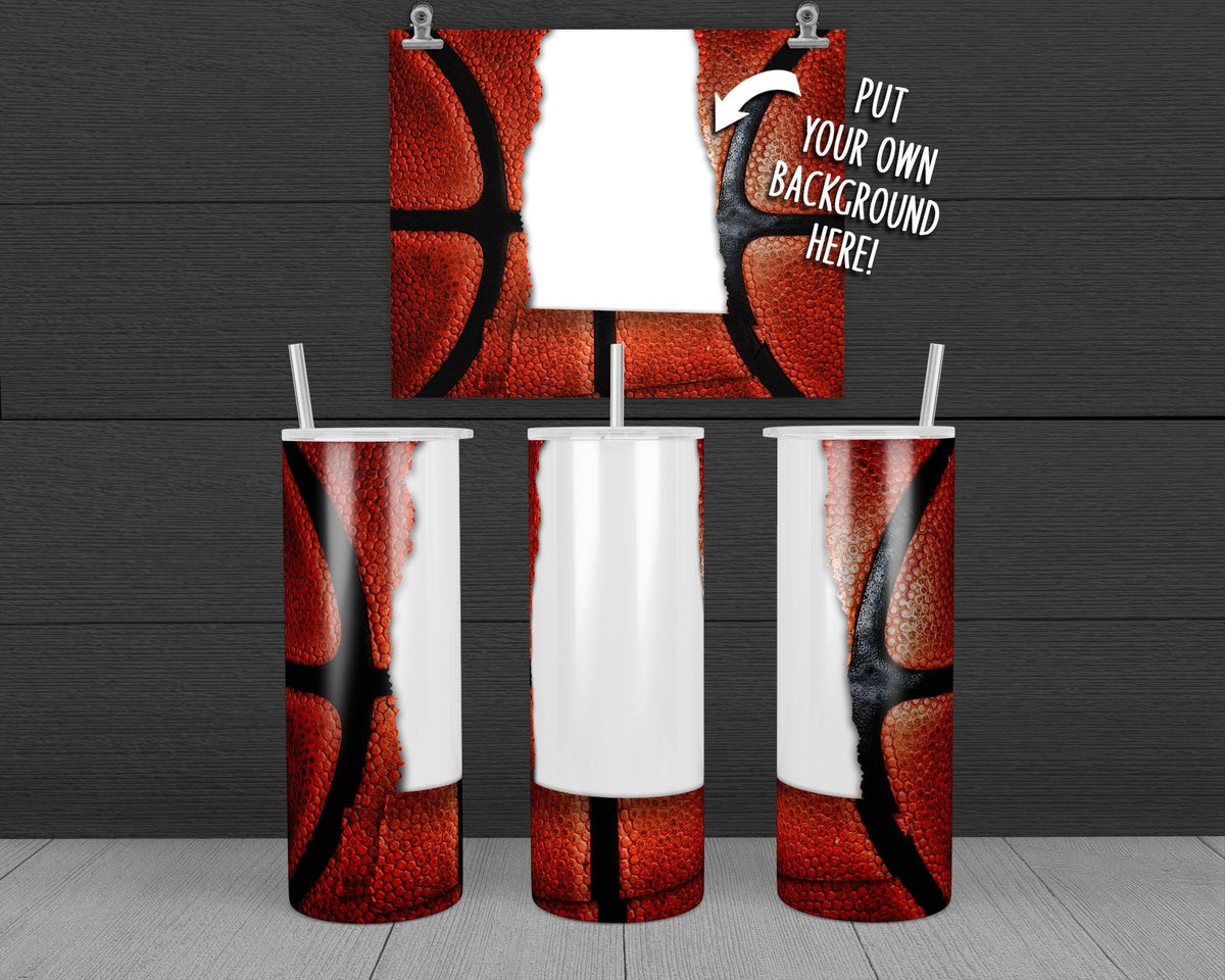 Torn Paper - Basketball Tumbler Design, 20 oz Skinny Tumbler Wrap (Digital Download)