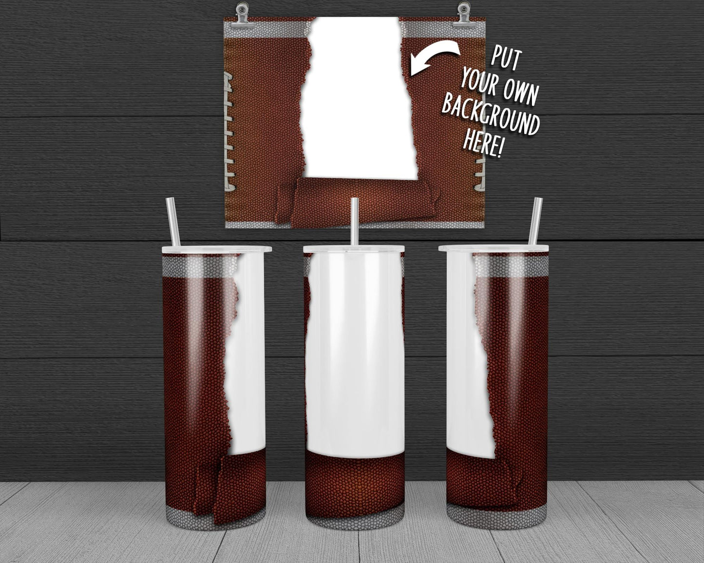 Torn Paper - Football Tumbler Design, 20 oz Skinny Tumbler Wrap (Digital Download)