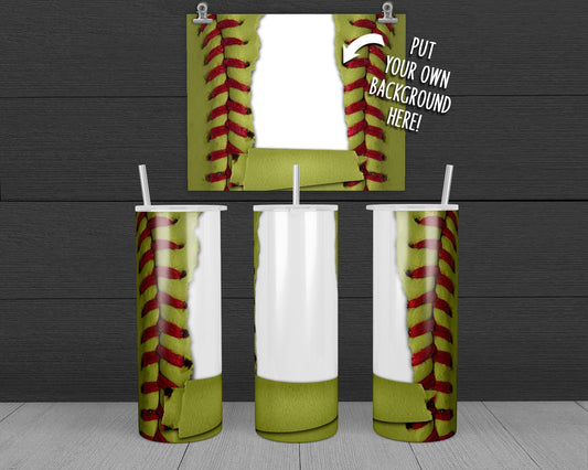 Torn Paper - Softball Tumbler Design, 20 oz Skinny Tumbler Wrap (Digital Download)