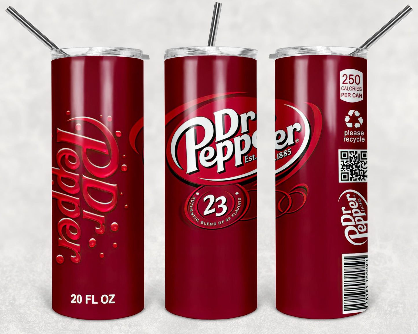 Dr Pepper 2 Tumbler Design, 20 oz Skinny Tumbler Wrap (Digital Download)