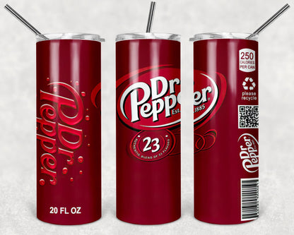 Dr Pepper 2 Tumbler Design, 20 oz Skinny Tumbler Wrap (Digital Download)