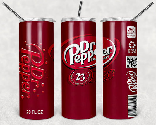 Dr Pepper 2 Tumbler Design, 20 oz Skinny Tumbler Wrap (Digital Download)