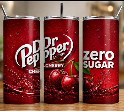 Dr Pepper Diet Cherry Tumbler Design, 20 oz Skinny Tumbler Wrap (Digital Download)
