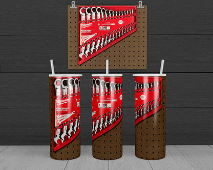 Milwaukee Wrenches - Peg Board Design, 20 oz Skinny Tumbler Design, Sublimation Image, Tumbler Wrap, 20oz Tumbler Wrap