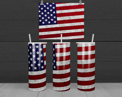 American Flag - Colored Concrete Design, 20 oz Skinny Tumbler Design, Sublimation Image, Tumbler Wrap, 20oz Tumbler Wrap