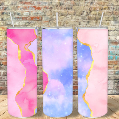 PINK/BLUE AGATE Tumbler Design, 20 oz Skinny Tumbler Design, Sublimation Image, Tumbler Wrap, 20oz Tumbler Wrap
