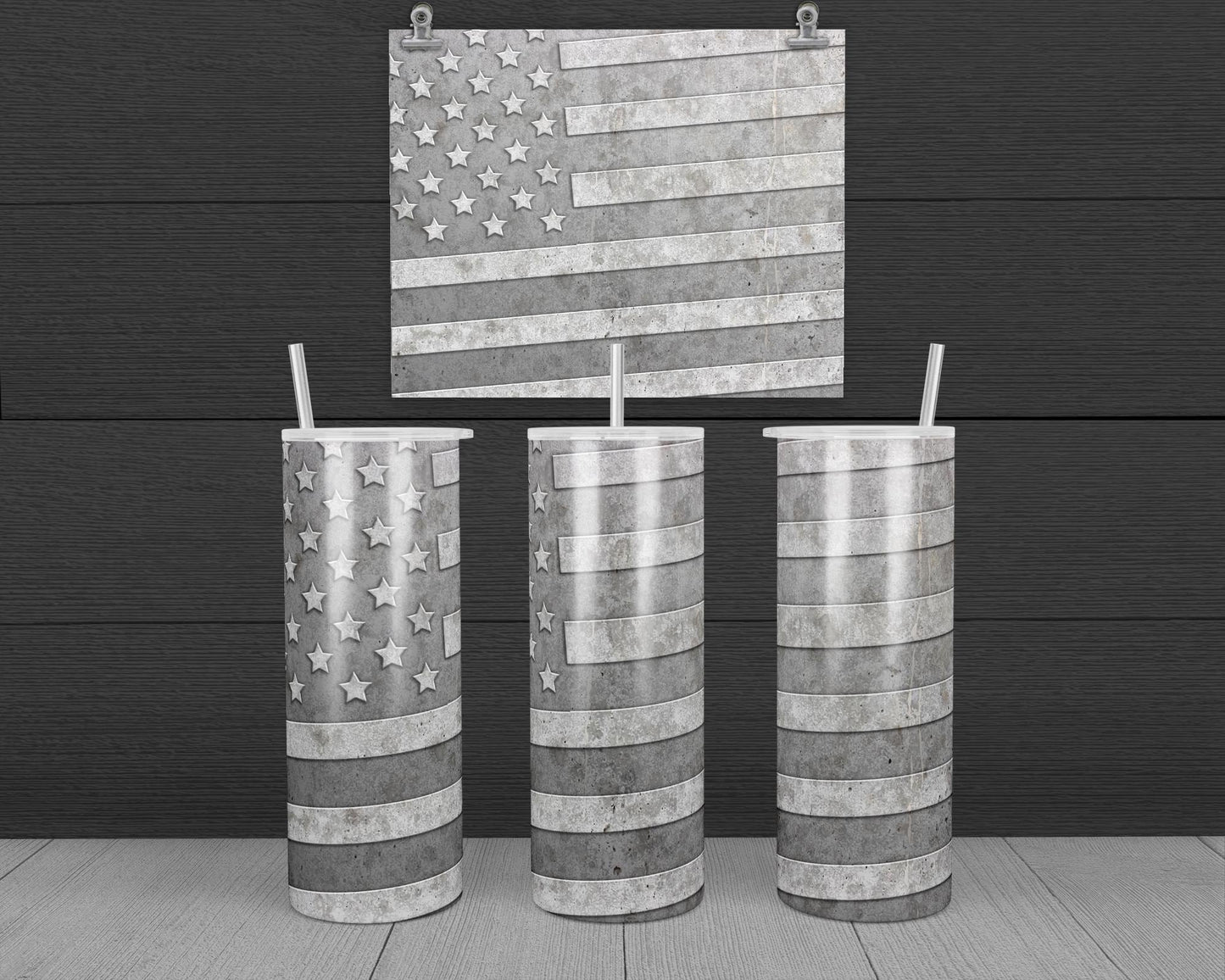 American Flag Concrete Design, 20 oz Skinny Tumbler Design, Sublimation Image, Tumbler Wrap, 20oz Tumbler Wrap