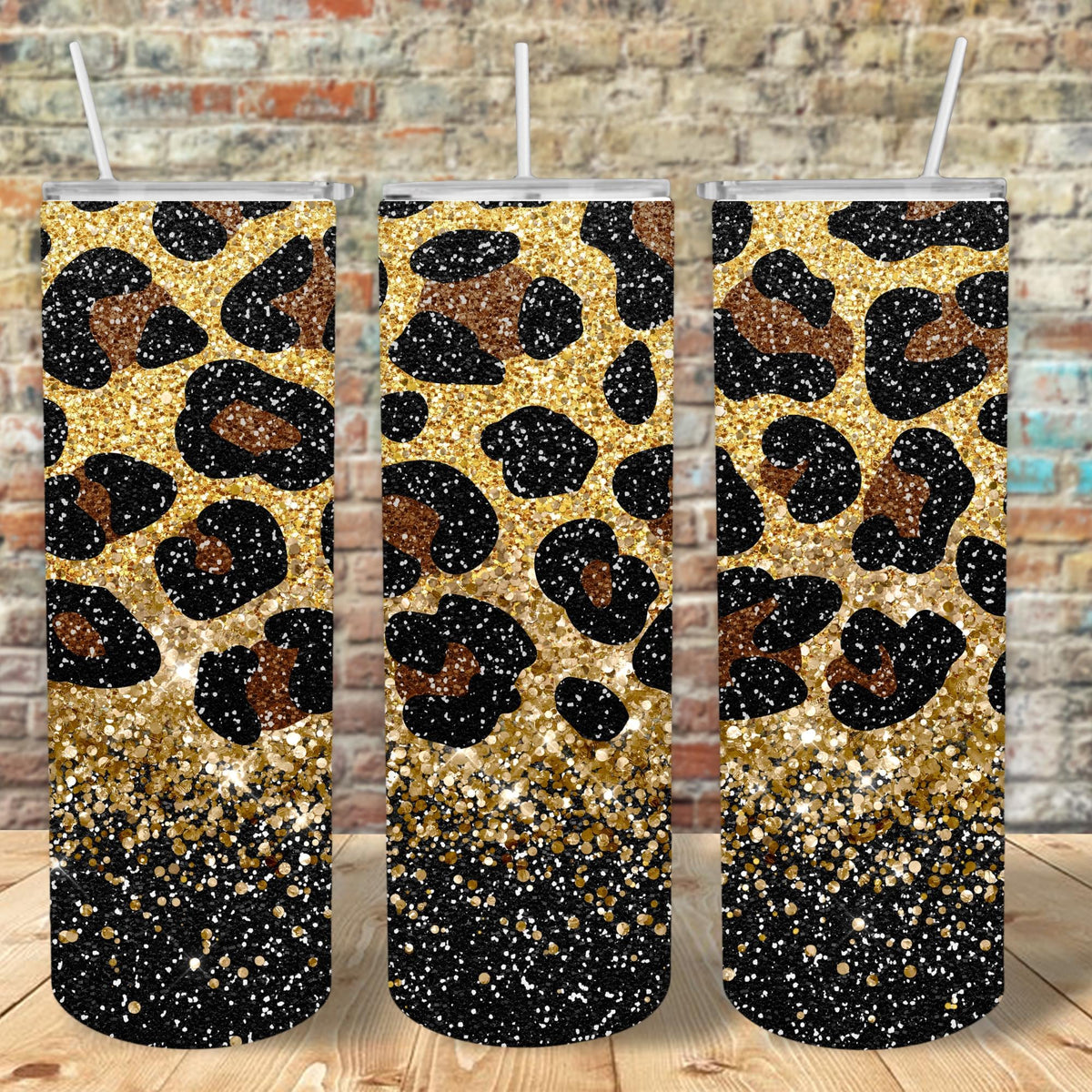 Black Glitter Leopard Tumbler Design, 20 oz Skinny Tumbler Design, Sublimation Image, Tumbler Wrap, 20oz Tumbler Wrap