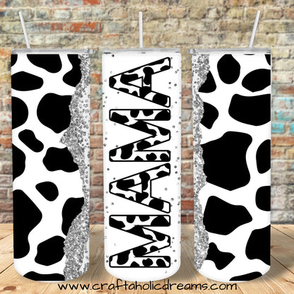 Cowhide Mom Tumbler Design, 20 oz Skinny Tumbler Design, Sublimation Image, Tumbler Wrap, 20oz Tumbler Wrap