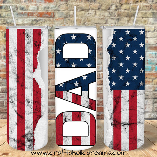 Dad Flag Design, 20 oz Skinny Tumbler Design, Sublimation Image, Tumbler Wrap, 20oz Tumbler Wrap