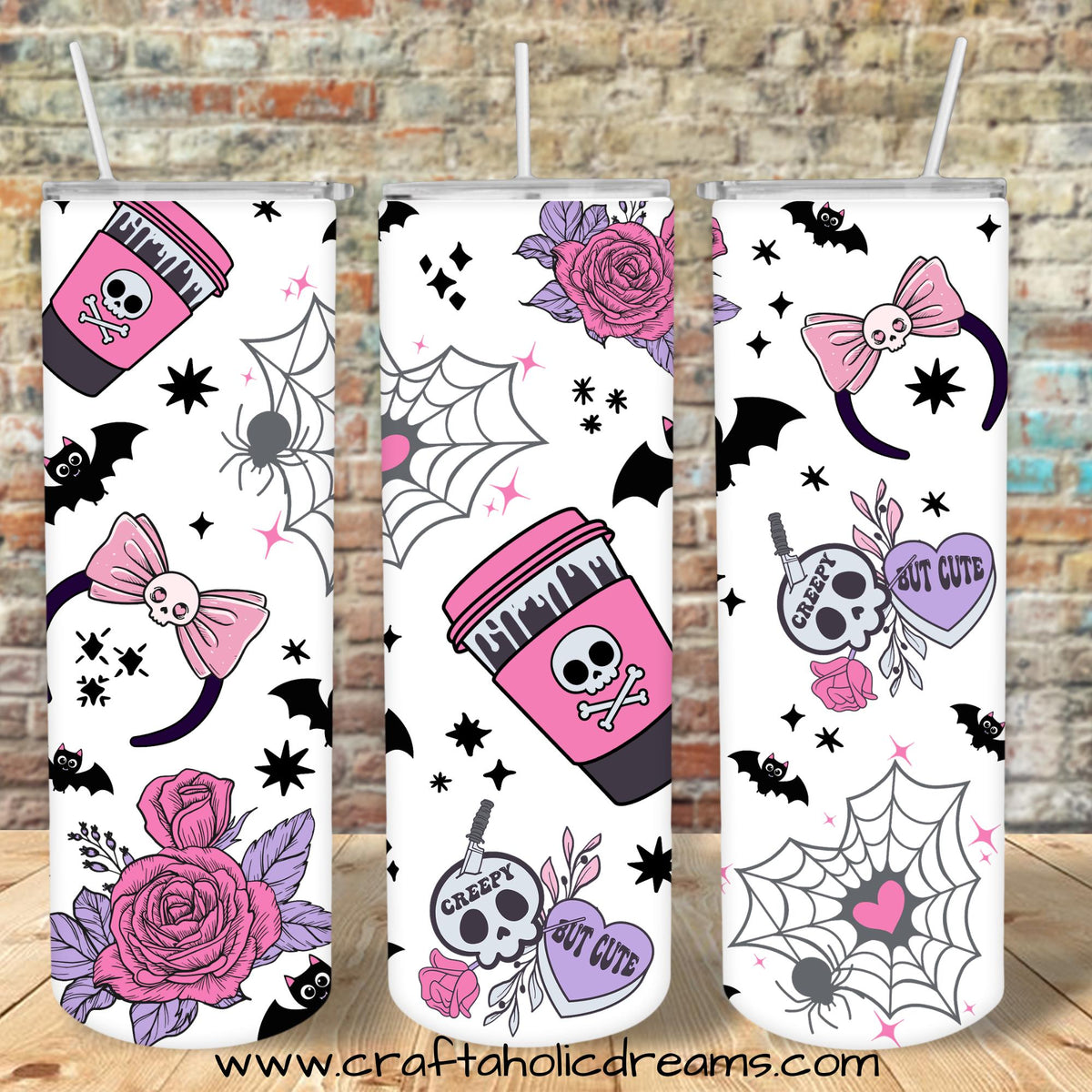 Goth Girl Tumbler Design, 20 oz Skinny Tumbler Wrap (Digital Download)