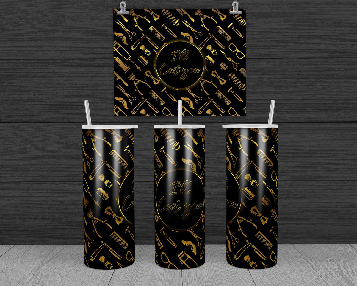 I'll Cut You Bundle Tumbler Design, 20 oz Skinny Tumbler Design, Sublimation Image, Tumbler Wrap, 20oz Tumbler Wrap