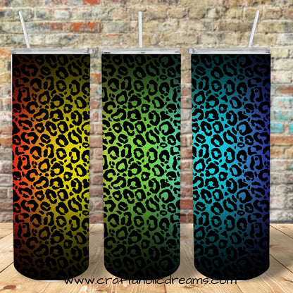 Rainbow Leopard Tumbler Design, 20 oz Skinny Tumbler Design, Sublimation Image, Tumbler Wrap, 20oz Tumbler Wrap
