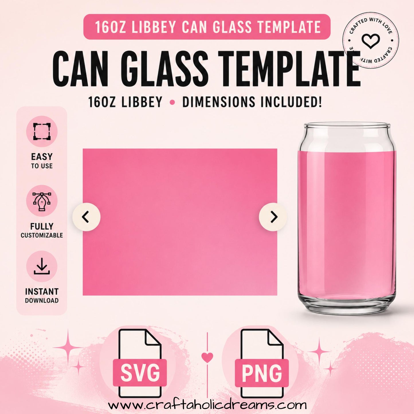 16oz Libbey Glass Canva Template, Full Wrap Libbey Editable Template Bundle, Libbey Beer Can, Glass Jar Cup Template