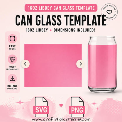 16oz Libbey Glass Canva Template, Full Wrap Libbey Editable Template Bundle, Libbey Beer Can, Glass Jar Cup Template