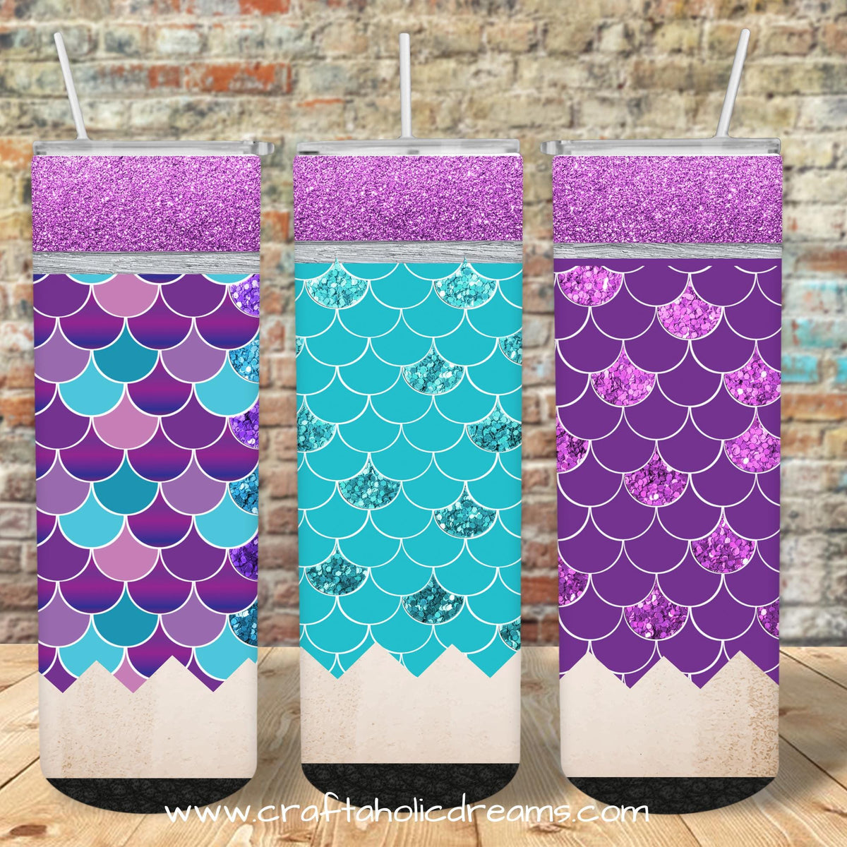 Mermaid Pencil Bundle Tumbler Design, 20 oz Skinny Tumbler Design, Sublimation Image, Tumbler Wrap, 20oz Tumbler Wrap