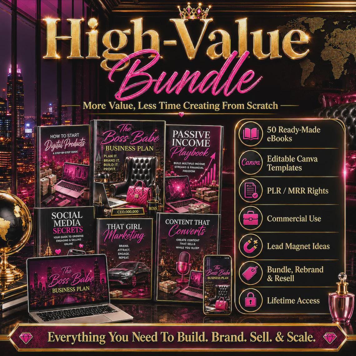 50 Girl Boss PLR eBooks (Digital Download)