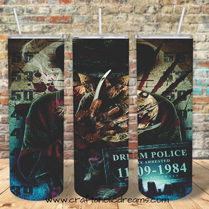 Horror Characters(Freddy) - Blood Splatter Tumbler Design, 20 oz Skinny Tumbler Wrap (Digital Download)