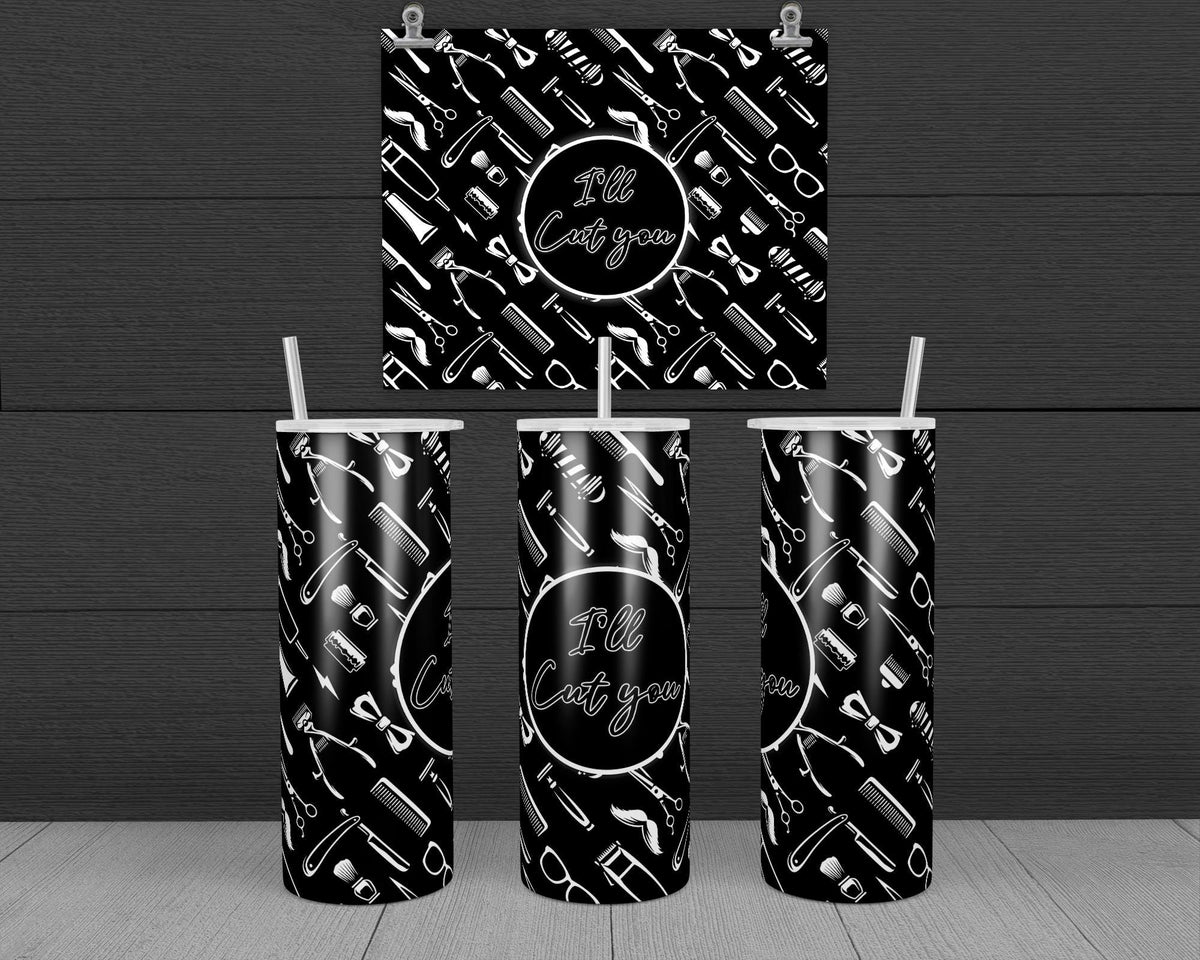 I'll Cut You Bundle Tumbler Design, 20 oz Skinny Tumbler Design, Sublimation Image, Tumbler Wrap, 20oz Tumbler Wrap