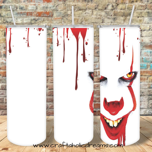 Clown Tumbler Design, 20 oz Skinny Tumbler Design, Sublimation Image, Tumbler Wrap, 20oz Tumbler Wrap