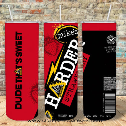 Mikes Strawberry Tumbler Design, 20 oz Skinny Tumbler Design, Sublimation Image, Tumbler Wrap, 20oz Tumbler Wrap