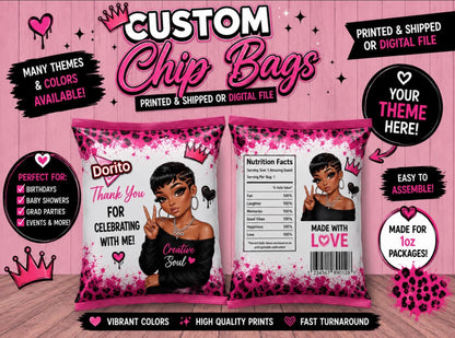 Custom Chip Bags, Personalized Party Favors, Any Theme Birthday Party Favors, Custom Snack Bags, Baby Shower Favors, Birthday Decoration
