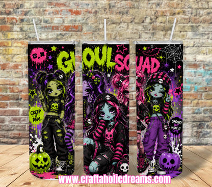 Ghoul Squad Tumbler Design, 20 oz Skinny Tumbler Wrap (Digital Download)